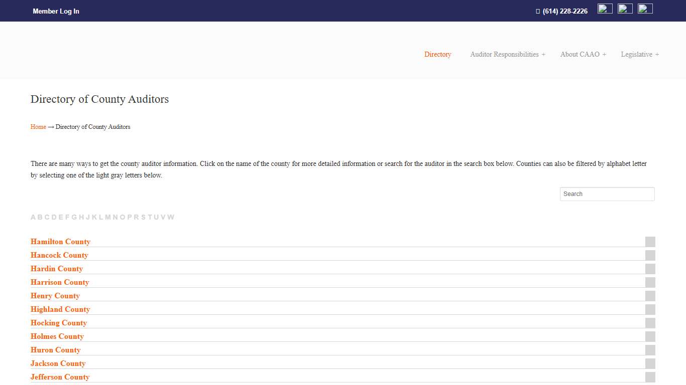 Directory of County Auditors – CAAO