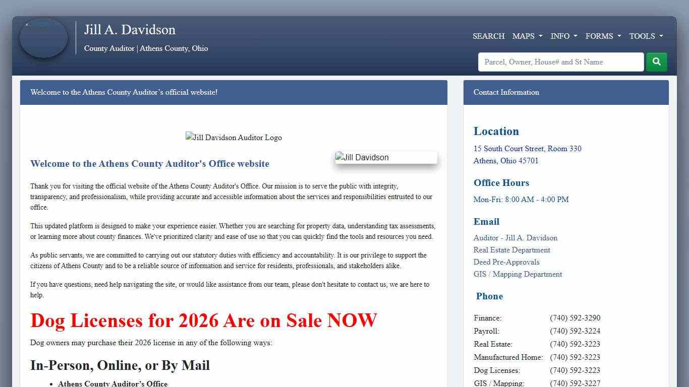 Home - County Auditor Website, Athens County, Ohio